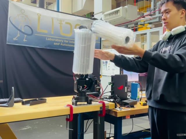 A control failure during early testing of the bench-mounted SRL.
